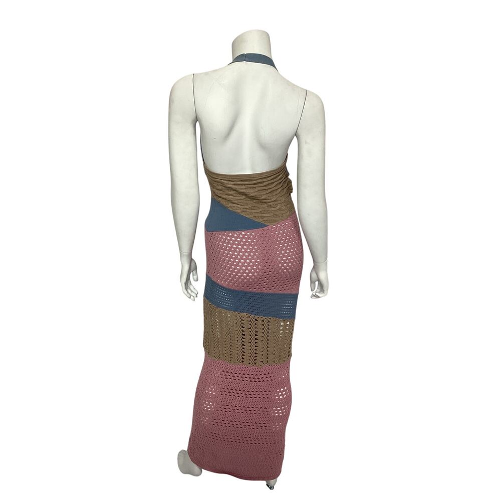 Rta Patchwork Desert Rose Multi Halter Midi Dress… - image 3